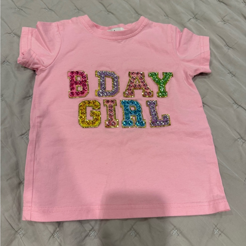 Lola + The Boys Pink Glittery BDAY Tee